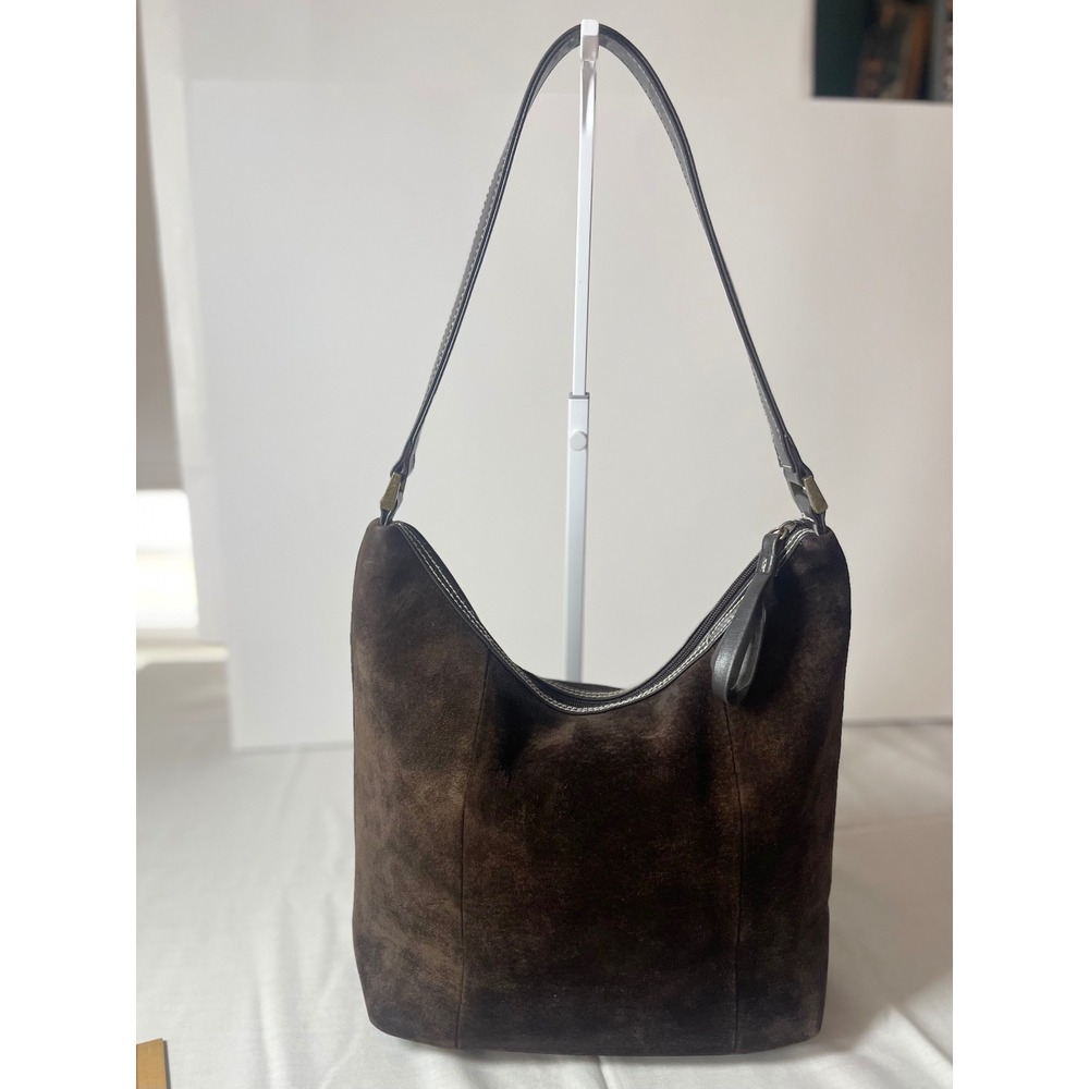 Brown Suede Leather Hobo Bag Slouchy Shoulder Purse Boho Y2K Mundi